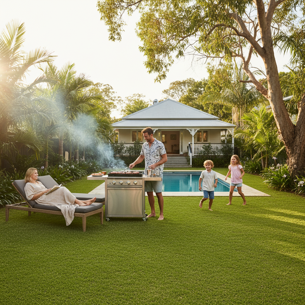 Brisbane family enjoying backyard after refinancing home